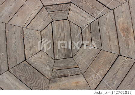 Pattern of old vintage boards of old floor in traditional house. Ancient wood floor stock image 142701015