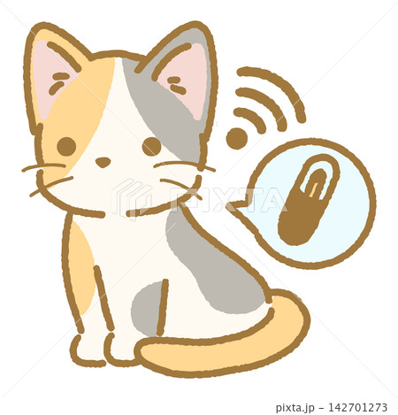 マイクロチップを入れられた猫の手描きベクターイラスト 142701273
