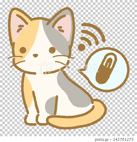 マイクロチップを入れられた猫の手描きベクターイラスト 142701273