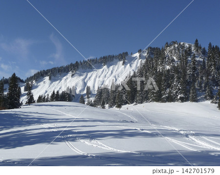 Mountain hiking at Brecherspitze mountain, Bavaria, Germany in wintertime Mountain hiking at Brecherspitze mountain, Bavaria, Germany in wintertime 142701579