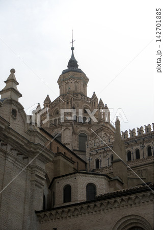 Mudejar lantern tower of the cathedral of Tarazona seen from below, Aragon, Spain Mudejar lantern tower of the cathedral of Tarazona seen from below, Aragon, Spain 142701885