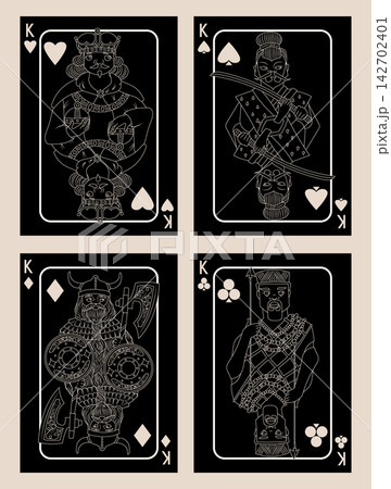 Kings set vector playing cards for poker in multicultural styles 142702401