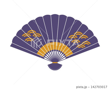 Asian Japanese folding fan design element, oriental ornament pattern with sunrise and traditional wave motifs. Vector sensu symbol of Japan culture, festival, ceremony, decoration and celebration Asian Japanese folding fan design element, oriental ornament pattern with sunrise and traditional wave motifs. Vector sensu symbol of Japan culture, festival, ceremony, decoration and celebration 142703017