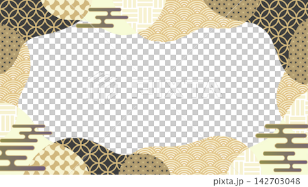 和柄のフレーム素材　和風背景　和の装飾 142703048
