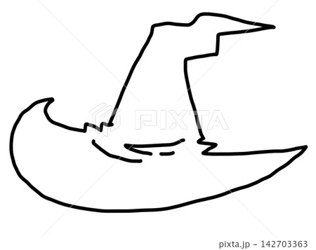 手描き風のとんがり帽子の線画 手描き風のとんがり帽子の線画 142703363