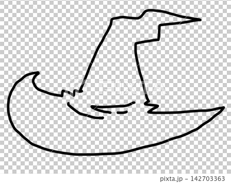 手描き風のとんがり帽子の線画 手描き風のとんがり帽子の線画 142703363