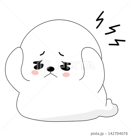 Cute white baby seal character scared shocked fear panic emotion arctic animal mascot sticker print visual graphic clipart artwork design icon element illustration Cute white baby seal character scared shocked fear panic emotion arctic animal mascot sticker print visual graphic clipart artwork design icon element illustration 142704078