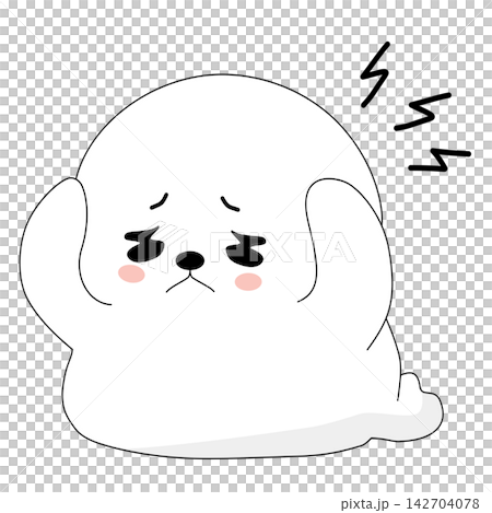 Cute white baby seal character scared shocked fear panic emotion arctic animal mascot sticker print visual graphic clipart artwork design icon element illustration Cute white baby seal character scared shocked fear panic emotion arctic animal mascot sticker print visual graphic clipart artwork design icon element illustration 142704078