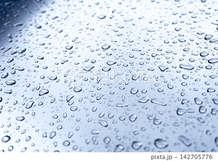 Many different drops of water on the metal surface Many different drops of water on the metal surface 142705776