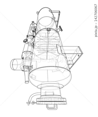 wireframe illustration of a telescope. Vector 142706067