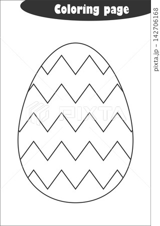 Decoration egg zigzag in cartoon style, coloring page, easter education paper game for the development of children, kids preschool activity, printable worksheet, vector illustration Decoration egg zigzag in cartoon style, coloring page, easter education paper game for the development of children, kids preschool activity, printable worksheet, vector illustration 142706168