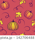 Seamless pattern featuring gradient, textured pumpkins. 142706488