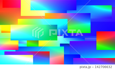 Overlapping rectangular panels. Neon rainbow color blocks. Overlapping rectangular panels. Neon rainbow color blocks. 142706632