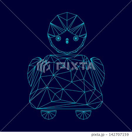 Old woman low poly triangulation triangulated polygonal electric cyan blue vibrant aqua neon color vector illustration image outline contour line Old woman low poly triangulation triangulated polygonal electric cyan blue vibrant aqua neon color vector illustration image outline contour line 142707159