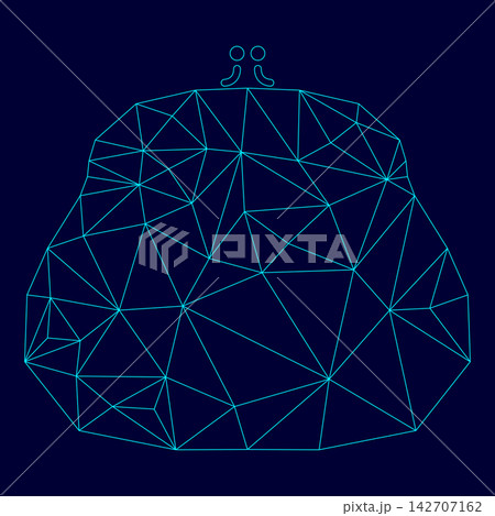 Purse low poly triangulation triangulated polygonal electric cyan blue vibrant aqua neon color vector illustration image outline contour line 142707162