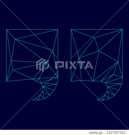 Citation low poly triangulation triangulated polygonal electric cyan blue vibrant aqua neon color vector illustration image outline contour line 142707201