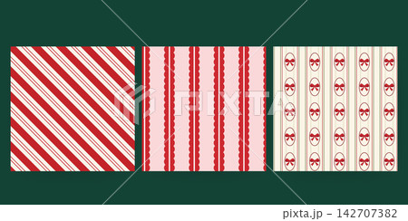 Christmas pattern set features candy cane stripes and red bows 142707382