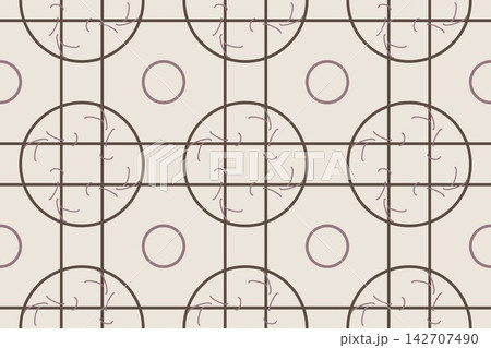 Hand drawn pinwheel interlocking lines seamless repeat pattern in taupe Hand drawn pinwheel interlocking lines seamless repeat pattern in taupe 142707490