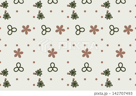 Botanical repeat pattern with ditsy daisies, green tones Botanical repeat pattern with ditsy daisies, green tones 142707493