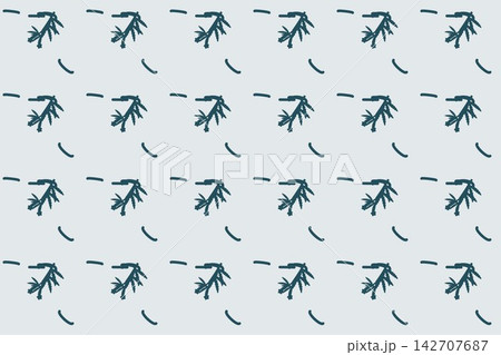 Lobed clover leaves and tulips seamless background in teal 142707687