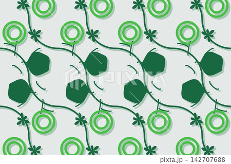 Modern botanical seamless tile, leaves and daisies in green Modern botanical seamless tile, leaves and daisies in green 142707688