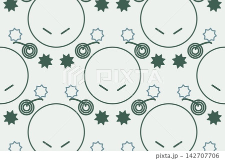 Hand drawn leaves and star flowers seamless repeat pattern in sage Hand drawn leaves and star flowers seamless repeat pattern in sage 142707706