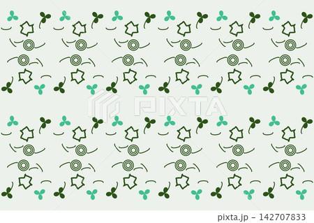 Seamless green pattern of scattered star flowers 142707833