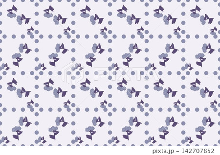 Lavender botanical seamless pattern, toothed fern leaves and daisies 142707852