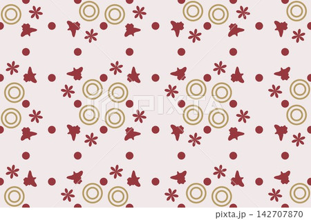 Seamless red pattern of ditsy star flowers Seamless red pattern of ditsy star flowers 142707870