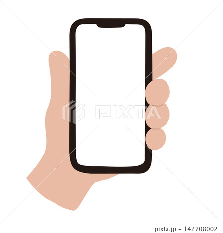 スマートフォンを片手で持つイラスト スマートフォンを片手で持つイラスト 142708002