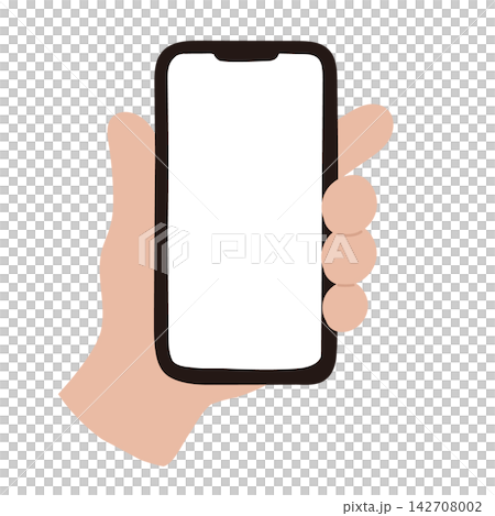 スマートフォンを片手で持つイラスト スマートフォンを片手で持つイラスト 142708002