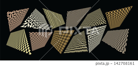 Elegant memphis ornament 3D perspective layer design set 142708161