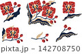 Decorative Orchid Botanical Collection Featuring Stylized Floral Elements And Gracefully Curving Foliage 142708750