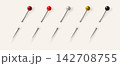 Realistic Glossy Sewing Pins Collection Featuring Sharp Metallic Shafts For Decorative Scrapbooking 142708755