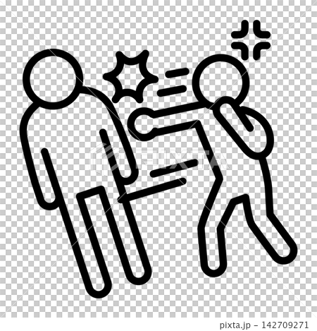 使いやすい黒ピクトグラム　身体的な攻撃　殴る 142709271