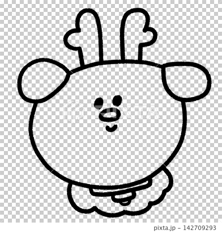 可愛的手繪馴鹿臉部插圖（單色） 142709293