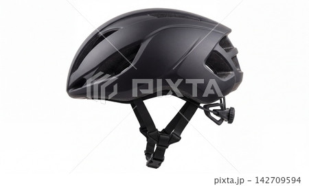 Modern matte black bicycle helmet with adjustable straps protective headgear protection ventilation adjustable equipment training recreation sportswear aerodynamic retention accessory Modern matte black bicycle helmet with adjustable straps protective headgear protection ventilation adjustable equipment training recreation sportswear aerodynamic retention accessory 142709594