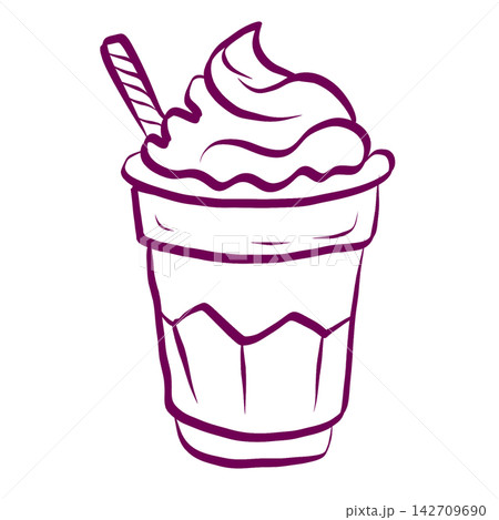 Hand Drawn Whipped Cream Coffee Cup Hand Drawn Whipped Cream Coffee Cup 142709690