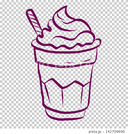 Hand Drawn Whipped Cream Coffee Cup Hand Drawn Whipped Cream Coffee Cup 142709690