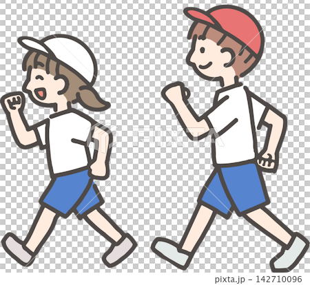 一男一女,身穿運動服,頭戴紅白相間的帽子。 一男一女,身穿運動服,頭戴紅白相間的帽子。 142710096