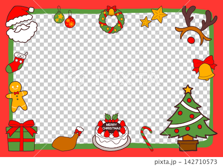 クリスマスのかわいい手描きフレーム クリスマスのかわいい手描きフレーム 142710573