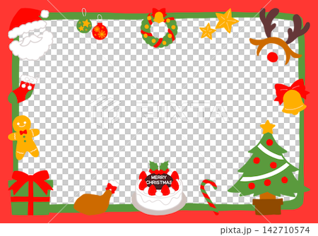 クリスマスのかわいい手描きフレーム 142710574