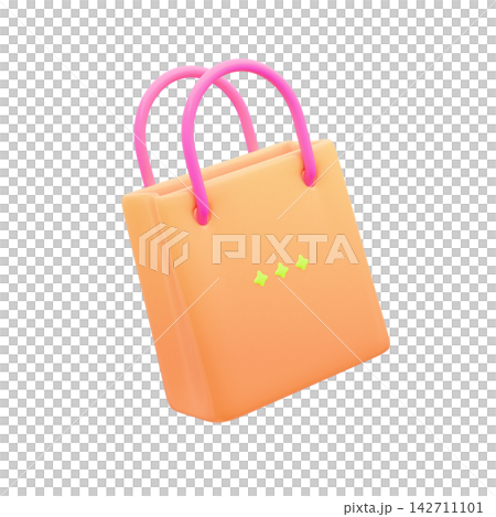 かわいいオンラインショッピング・ECアイコン 3Dイラスト ショッピングバッグ かわいいオンラインショッピング・ECアイコン 3Dイラスト ショッピングバッグ 142711101