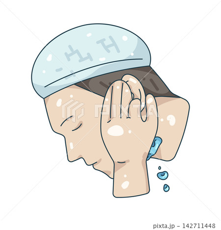 Illustration of ear cleaning Illustration of ear cleaning 142711448