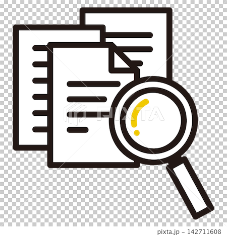 Magnifying glass and document illustration set Magnifying glass and document illustration set 142711608