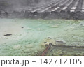 草津温泉　湯けむりのたつ湯畑と将軍御汲上の湯枠（群馬県吾妻郡草津町） 142712105