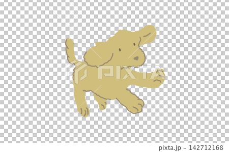 走る犬の手描きイラスト ベージュカラーのかわいい動物素材 走る犬の手描きイラスト ベージュカラーのかわいい動物素材 142712168