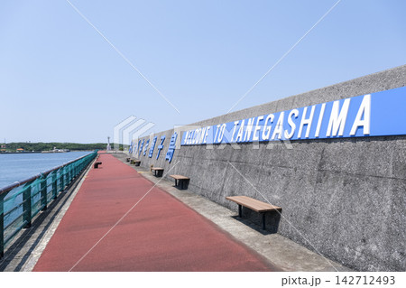 種子島の西之表港の防波堤と遊歩道 142712493