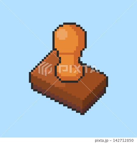 Pixel art Rubber Stamp with Wooden Handle game asset design Pixel art Rubber Stamp with Wooden Handle game asset design 142712850