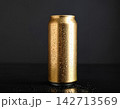 Chilled Golden Beverage Can on Dark Background 142713569
